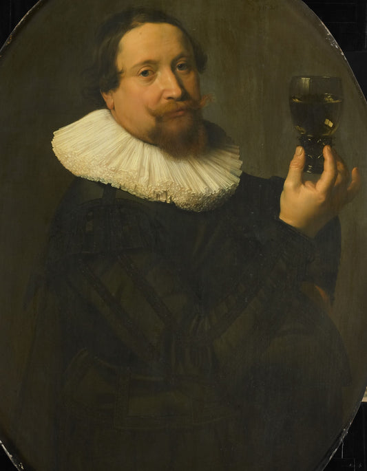 Portrait of Maerten Rey, Wine Merchant, vintage artwork by Nicolaes Eliasz. Pickenoy, 12x8" (A4) Poster