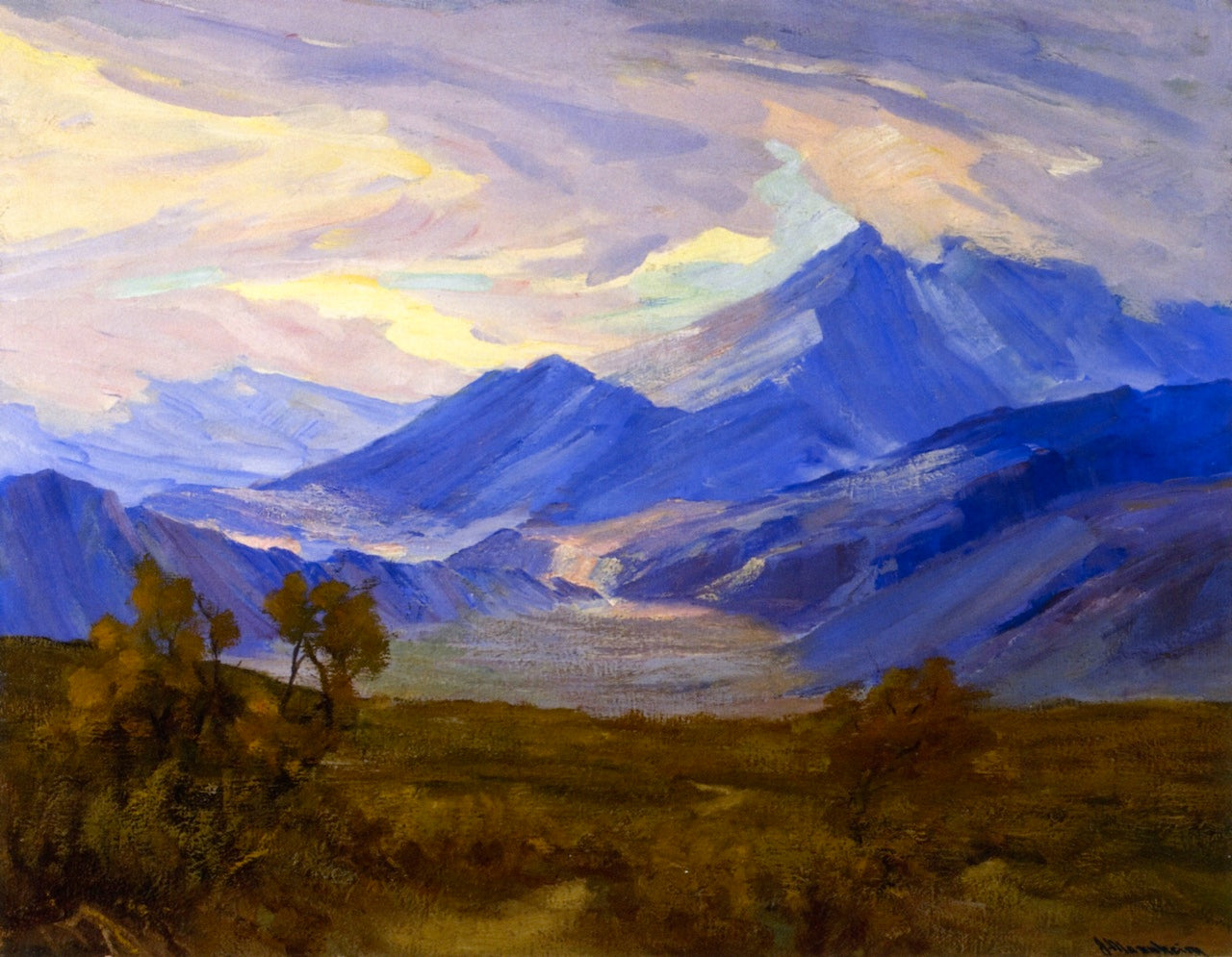 Effect, Santa Rosa Mountains (study) by Jean Mannheim,A3(16x12")Poster
