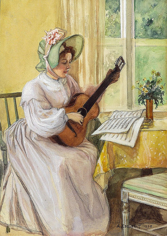 An Old Tune, vintage artwork by Albert Edelfelt, 12x8" (A4) Poster