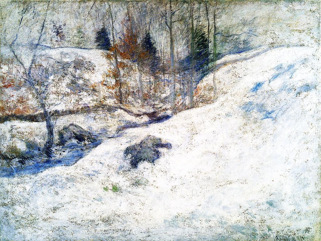 Brook in Winter, vintage artwork by John Twachtman, 12x8" (A4) Poster