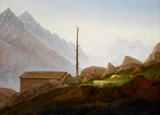 View from the Montanvert onto the Montblanc Group, vintage artwork by Carl Gustav Carus, A3 (16x12") Poster Print