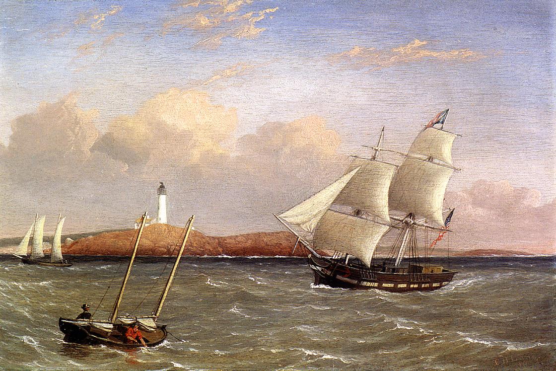 Rounding the Lighthouse, vintage artwork by Fitz Henry Lane, A3 (16x12") Poster Print