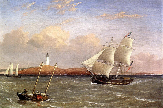 Rounding the Lighthouse, vintage artwork by Fitz Henry Lane, A3 (16x12") Poster Print