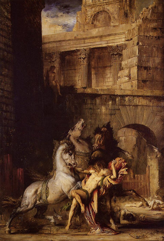 Diomedes Devoured by  His Horses, vintage artwork by Gustave Moreau, 12x8" (A4) Poster