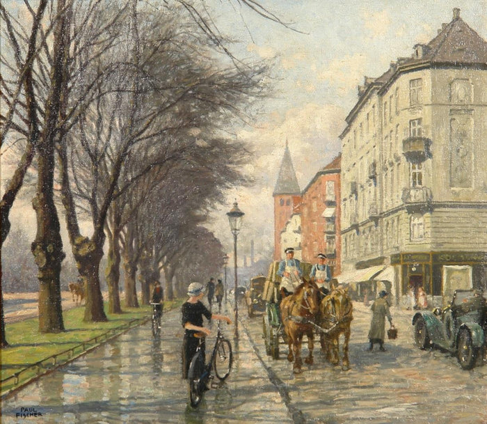 vej looking towards Vibenhus Runddel by Paul-Gustave Fischer,A3(16x12