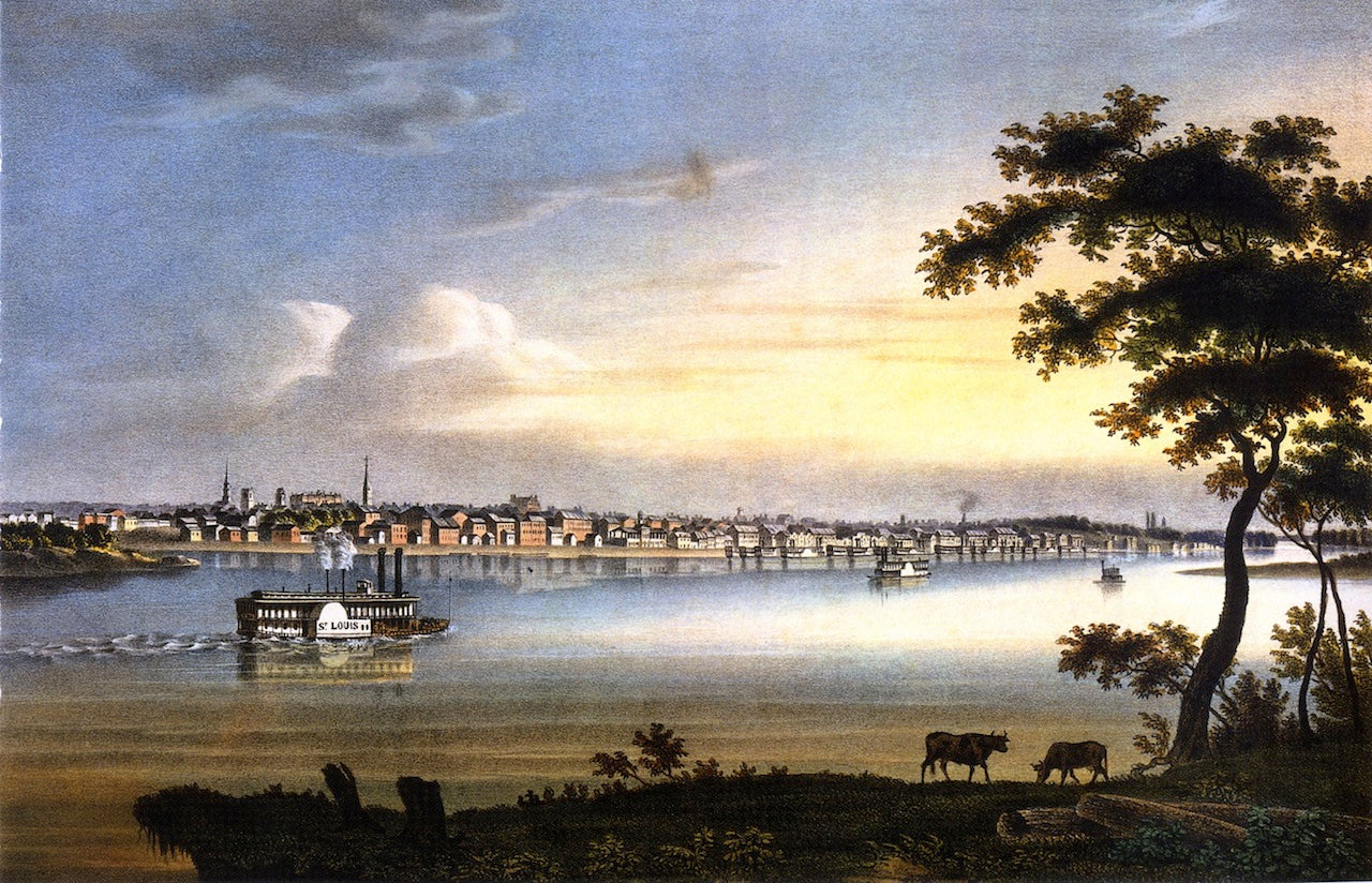 Southeast View of St. Louis from the Illinois Shore, vintage artwork by John Caspar Wild, A3 (16x12") Poster Print