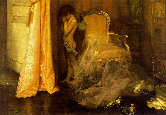 Escena interior, vintage artwork by Cecilio Pla y Gallardo, 12x8" (A4) Poster