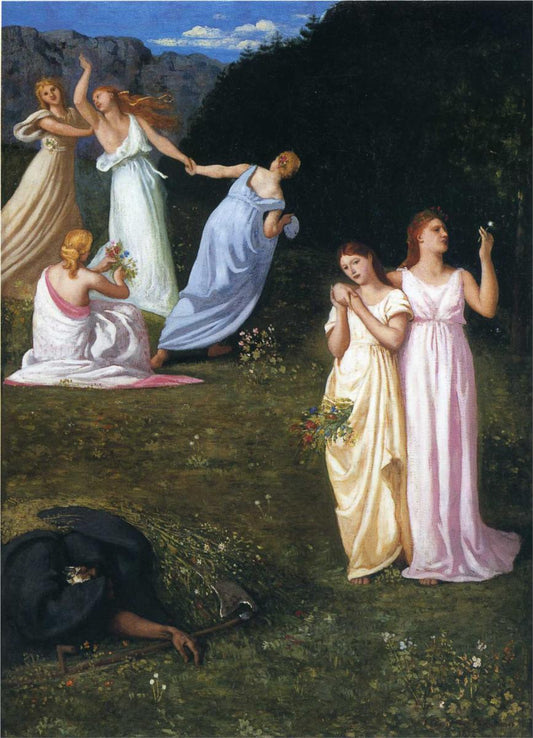 La Mort et les jeunes filles, vintage artwork by Pierre Puvis de Chavannes, 12x8" (A4) Poster