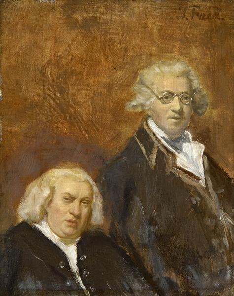 Sir Joshua Reynolds and Dr Samuel Johnson, vintage artwork by John Faed, R.S.A., A3 (16x12") Poster Print