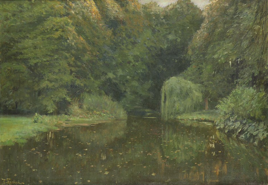 Pond in the Park, vintage artwork by Franz Skarbina, 12x8" (A4) Poster