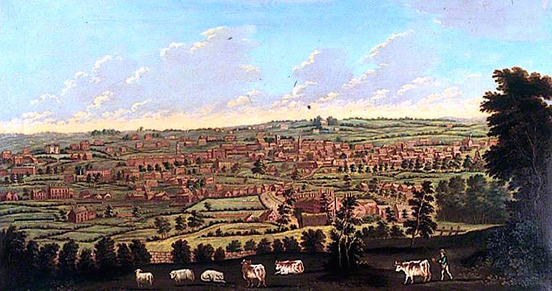 Prospect of Leeds, vintage artwork by Nathan Fielding, 12x8" (A4) Poster