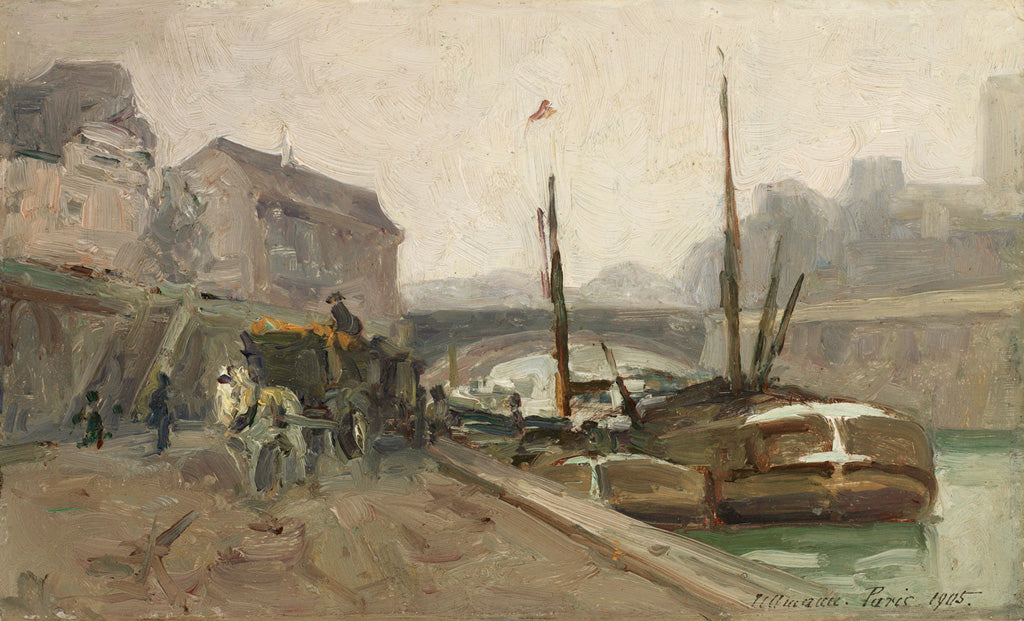 Paris. Boats on the Seine by Julius Ullmann,A3(16x12")Poster