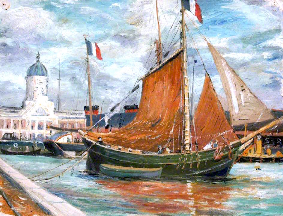 French Fishing Ketch off Town Quay by Arthur Cozens,16x12(A3) Poster