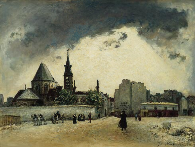 The Church of St. -Medard on the Rue Mouffetard, vintage artwork by Johan Barthold Jongkind, A3 (16x12") Poster Print