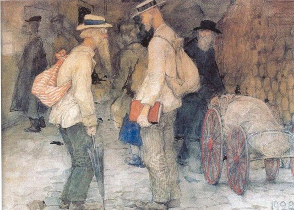 Two Academicians, vintage artwork by Alexander Ivanovich Vahrameev, 12x8" (A4) Poster