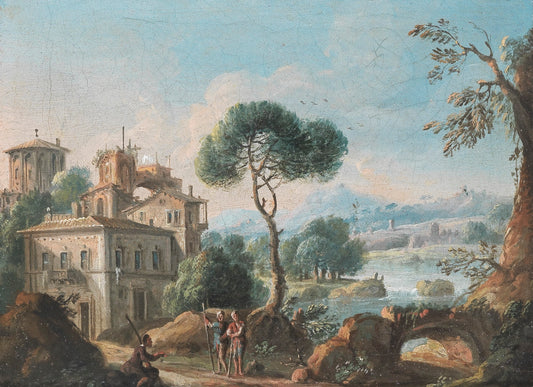View of Tivoli and the Roman Campagna, vintage artwork by Paolo Anesi, 12x8" (A4) Poster