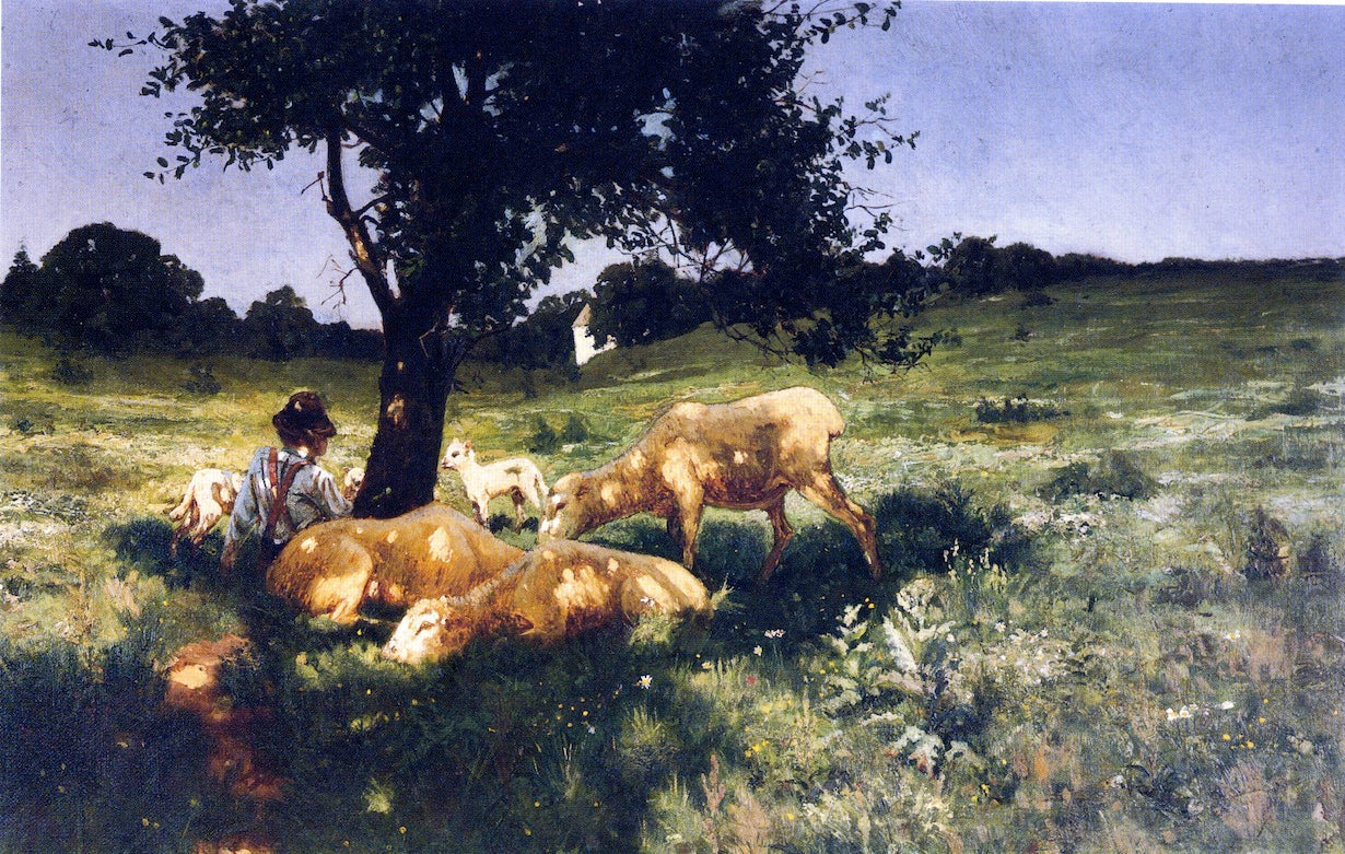 Boy and Sheep Lying under a Tree by Henry Ossawa Tanner,A3(16x12")Poster
