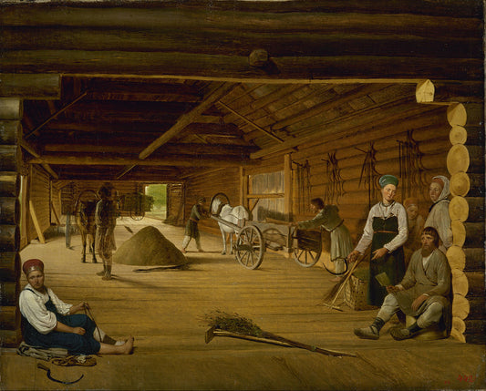 Threashing Floor, vintage artwork by Alexei Venetsianov, 12x8" (A4) Poster