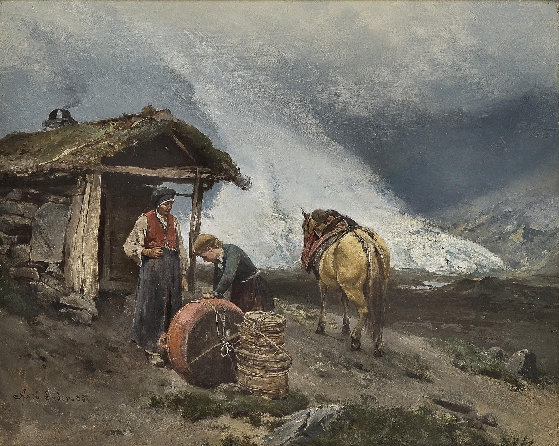 Summer Mountain Farming in Briksdalen by Axel Hjalmar Ender,A3(16x12")Poster