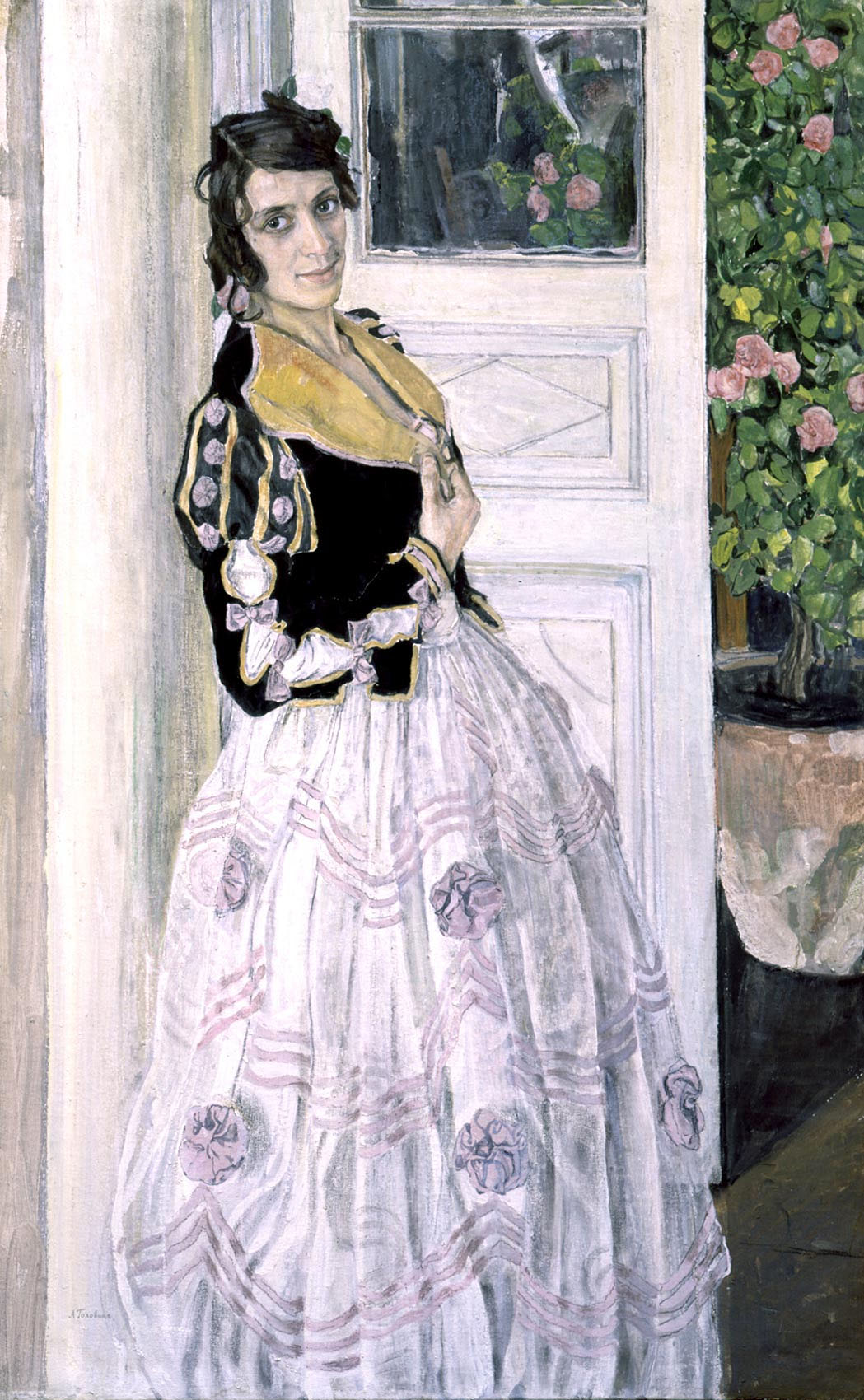 Spanish Lady on the Balcony, vintage artwork by Alexander Golovin, 12x8" (A4) Poster