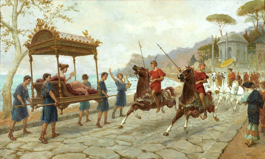 The road to Pompeii, vintage artwork by Edouardo Ettore Forti, 12x8" (A4) Poster