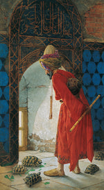 The Tortoise Trainer, vintage artwork by Osman Hamdi Bey, 12x8" (A4) Poster