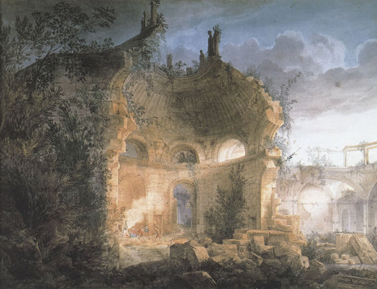 Rotunda of the Bank of England in Ruins, vintage artwork by Joseph Michael Gandy, 12x8" (A4) Poster