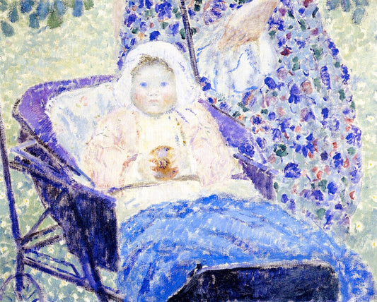 Baby  in Pram, vintage artwork by Frederick Carl Frieseke, 12x8" (A4) Poster