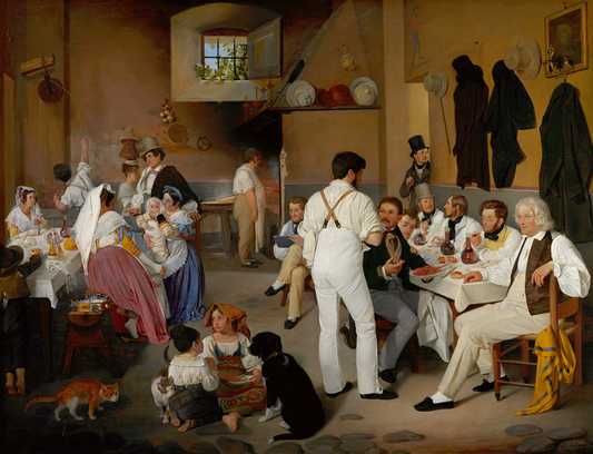 Danish Artists in the Osteria La Gensola in Rome, vintage artwork by Ditlev Conrad Blunck, A3 (16x12") Poster Print