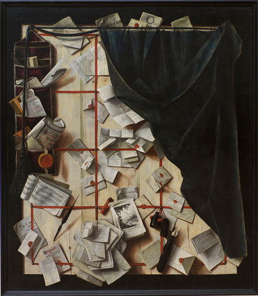 Trompe l'oeil with Letters, vintage artwork by Cornelis Norbertus Gysbrechts, 12x8" (A4) Poster