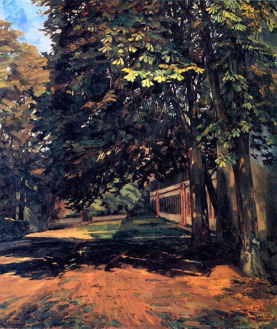 Kloster Amorbach, Landstraße, vintage artwork by Wilhelm Trübner, 12x8" (A4) Poster