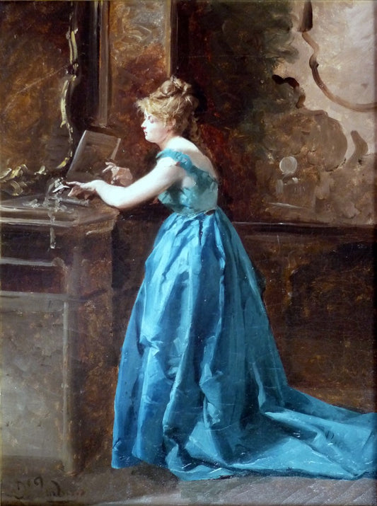 Azzurro, vintage artwork by Domenico Induno, A3 (16x12") Poster Print