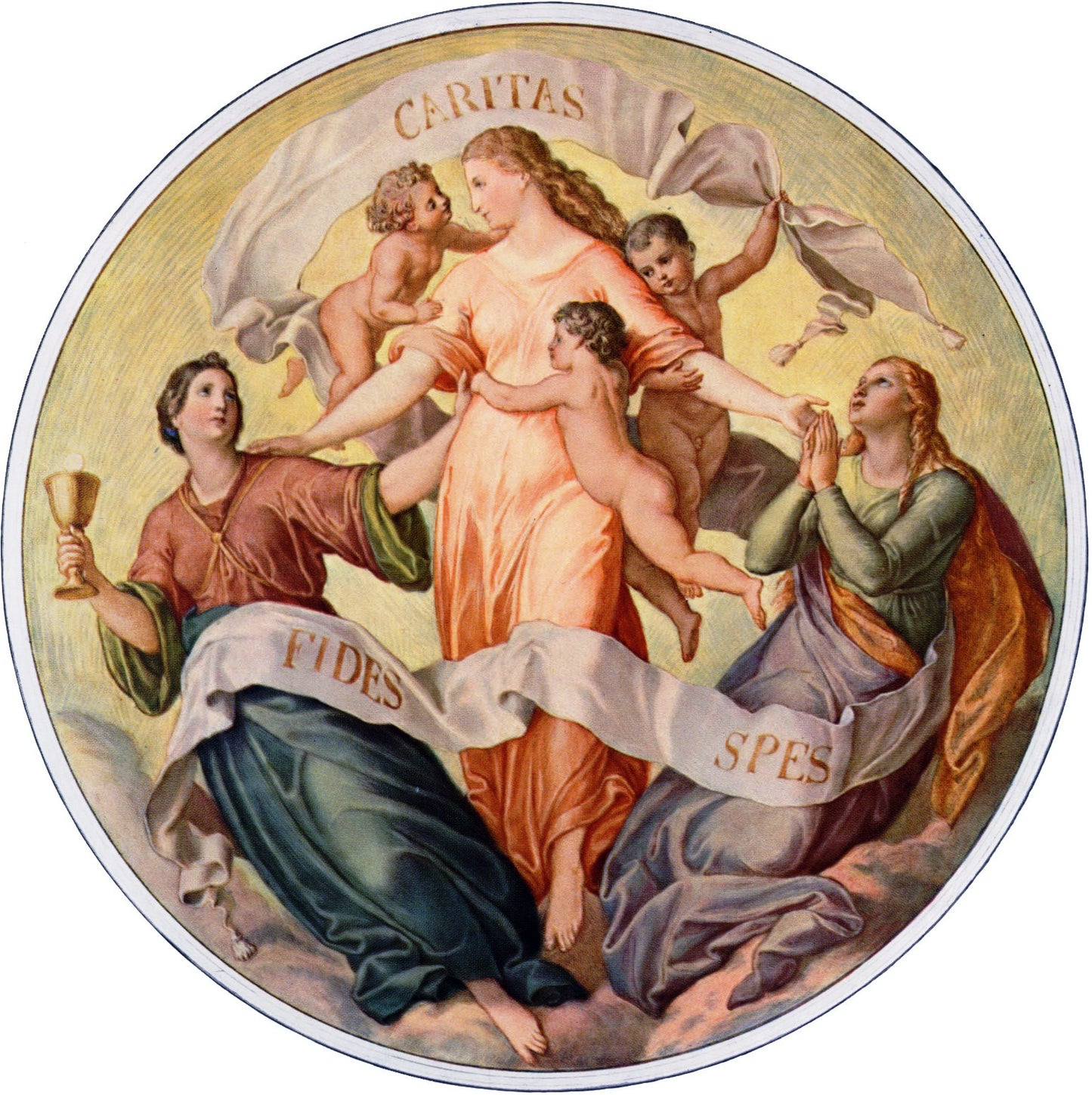 Fides, Spes, et Caritas, vintage artwork by Julius Schnorr von Carolsfeld, A3 (16x12") Poster Print