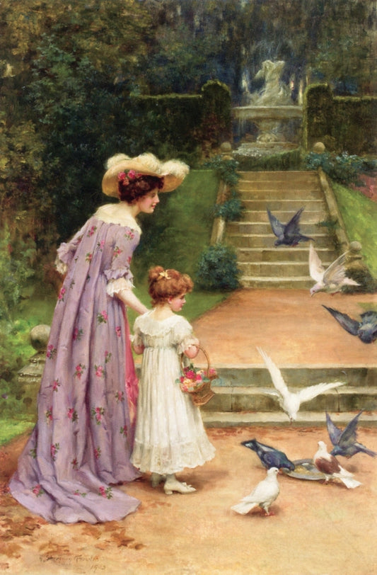 Feeding the Doves, vintage artwork by George Sheridan Knowles, 12x8" (A4) Poster