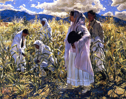 Indian Corn - Taos, vintage artwork by Walter Ufer, 12x8" (A4) Poster
