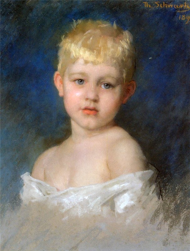 Portrait of Young Boy, vintage artwork by Therèse Schwartze, 12x8" (A4) Poster