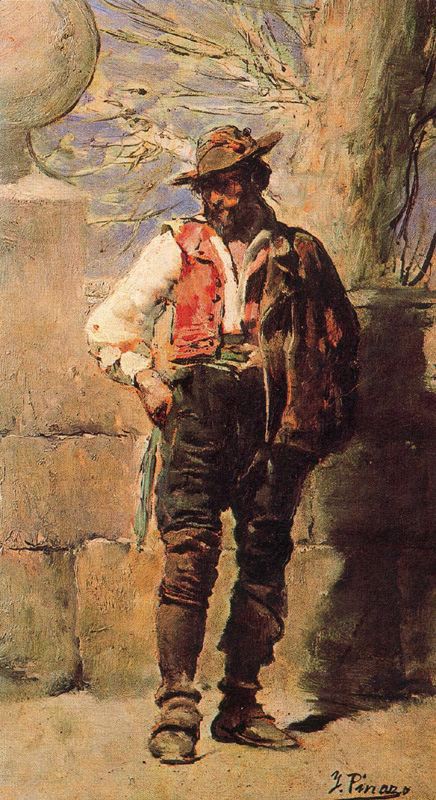 Italian Man, vintage artwork by Ignacio Pinazo Camarlench, 12x8" (A4) Poster