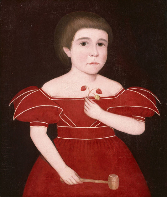 Boy in Red, vintage artwork by Attributed to Ammi Phillips, 12x8" (A4) Poster