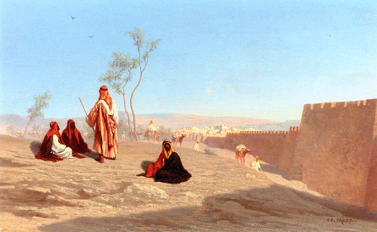 Outside the City Walls, Jerusalem, vintage artwork by Charles Theodore Frère, A3 (16x12") Poster Print