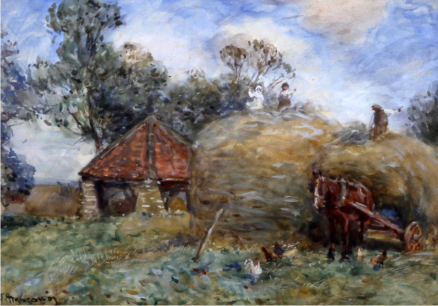 Making a Haystack, vintage artwork by John Atkinson II, 12x8" (A4) Poster