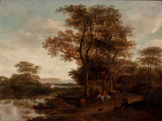Landscape with Travelers Along a Roadway, vintage artwork by Pieter Jansz. van Asch, 12x8" (A4) Poster