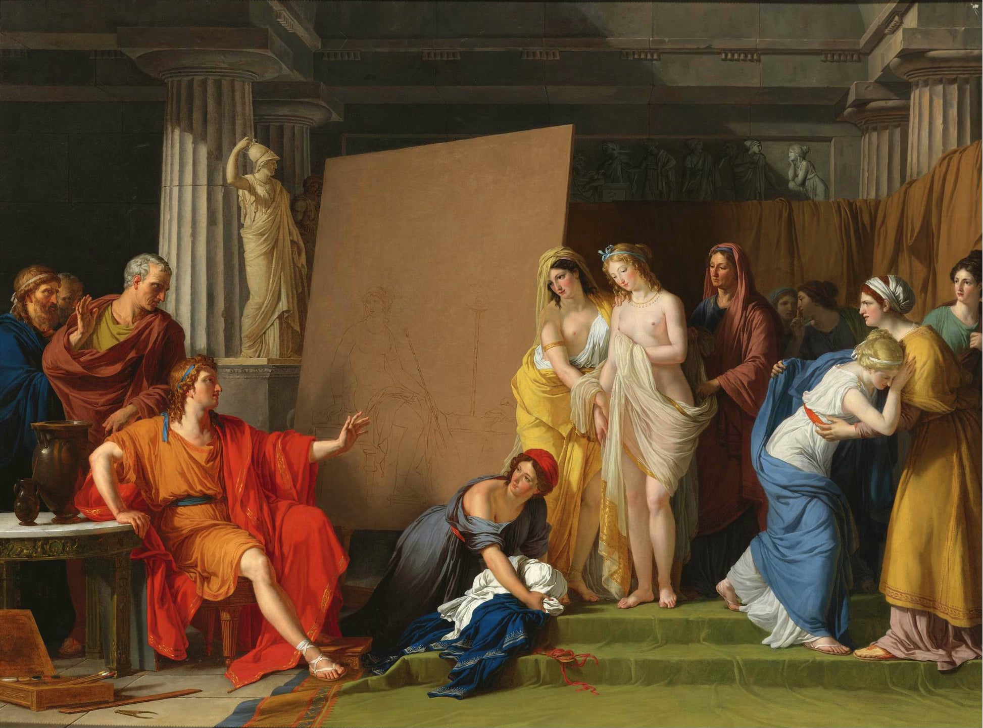 Zeuxis Choosing his Models for the Image of Helen from among the Girls of Croton, vintage artwork by François-Andre Vincent, 12x8" (A4) Poster