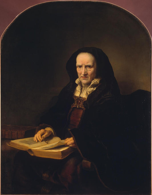 Old Woman with a Book, vintage artwork by Ferdinand Bol, 12x8" (A4) Poster