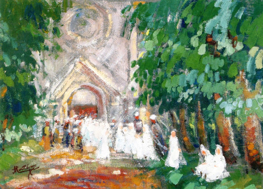 The Communicants, vintage artwork by Pierre-Eugène Montezin, 12x8" (A4) Poster