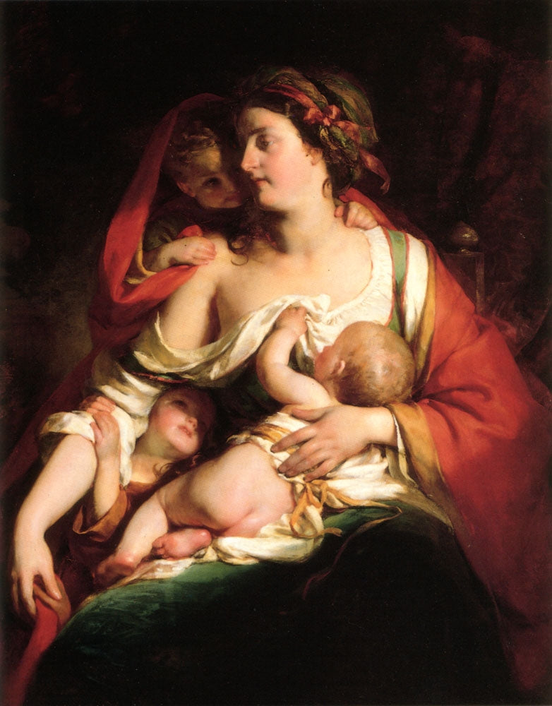Mother And Children, vintage artwork by Friedrich von Amerling, A3 (16x12") Poster Print
