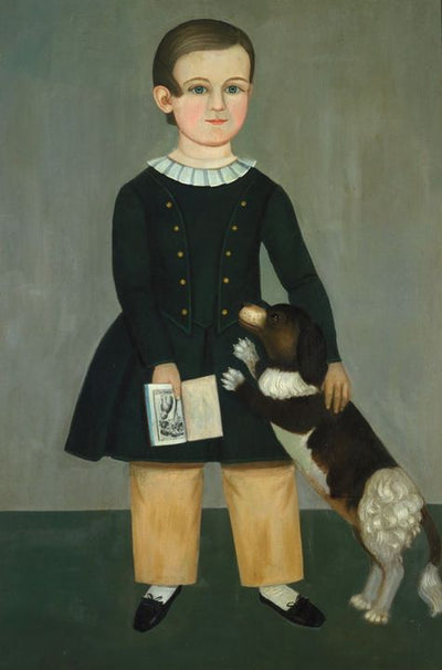 Young Boy with Dog, vintage artwork by Samuel Miller, A3 (16x12") Poster Print