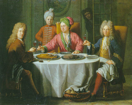 Gentlemen at the Table, vintage artwork by Jacob van Schuppen, 12x8" (A4) Poster
