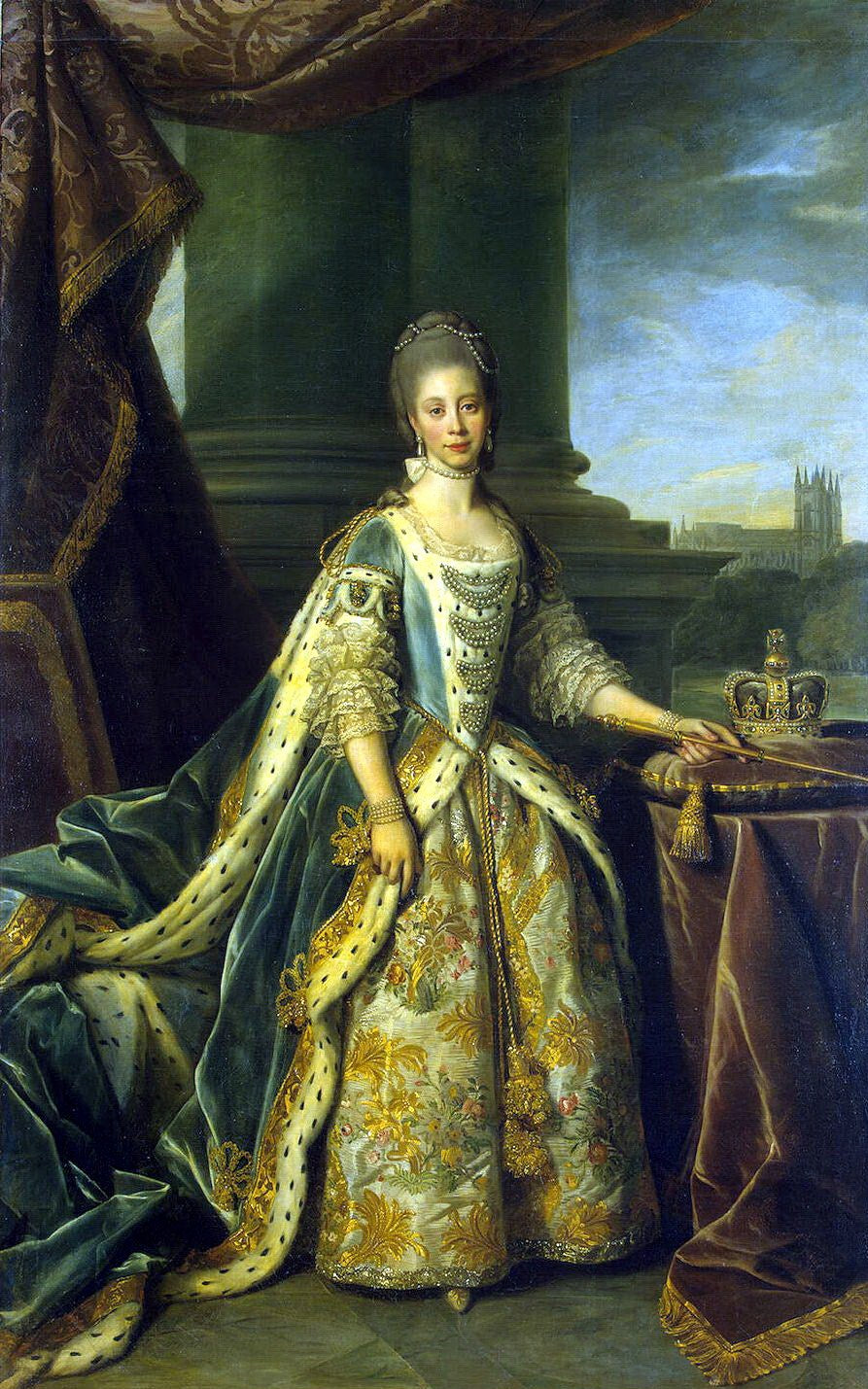 Charlotte of Mecklenburg-Strelitz, Queen of Great Britain & Ireland, vintage artwork by Sir Nathaniel Dance-Holland, 12x8" (A4) Poster