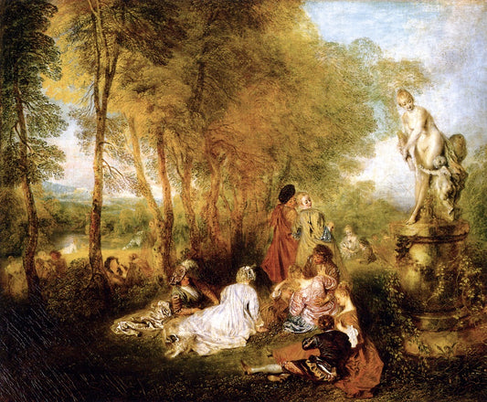 The Pleasures of Love, vintage artwork by Jean-Antoine Watteau, 12x8" (A4) Poster
