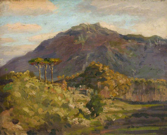 Hilltop with Trees in the Foreground, vintage artwork by Bernard Sickert, 12x8" (A4) Poster